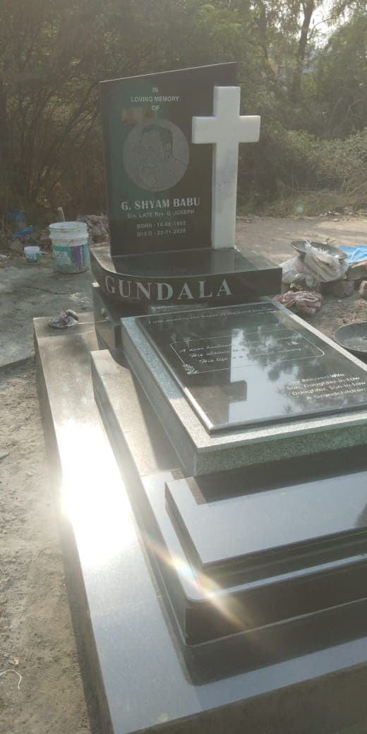 Full Black Granite Kerb Memorial with Ledger Bed #9720211545