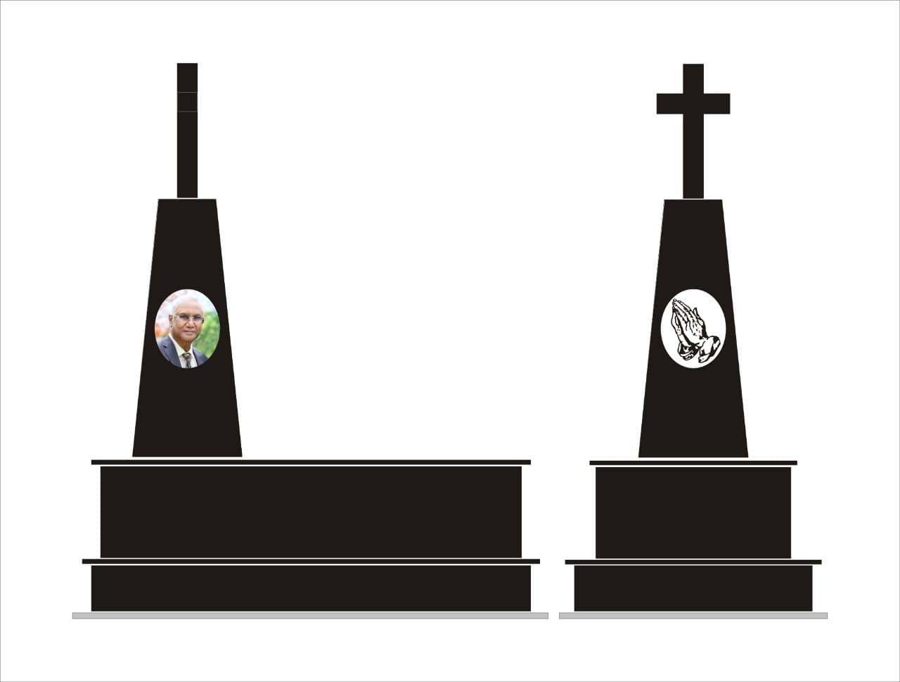 Full Black Granite Kerb Memorial with Ledger Bed #9720211964
