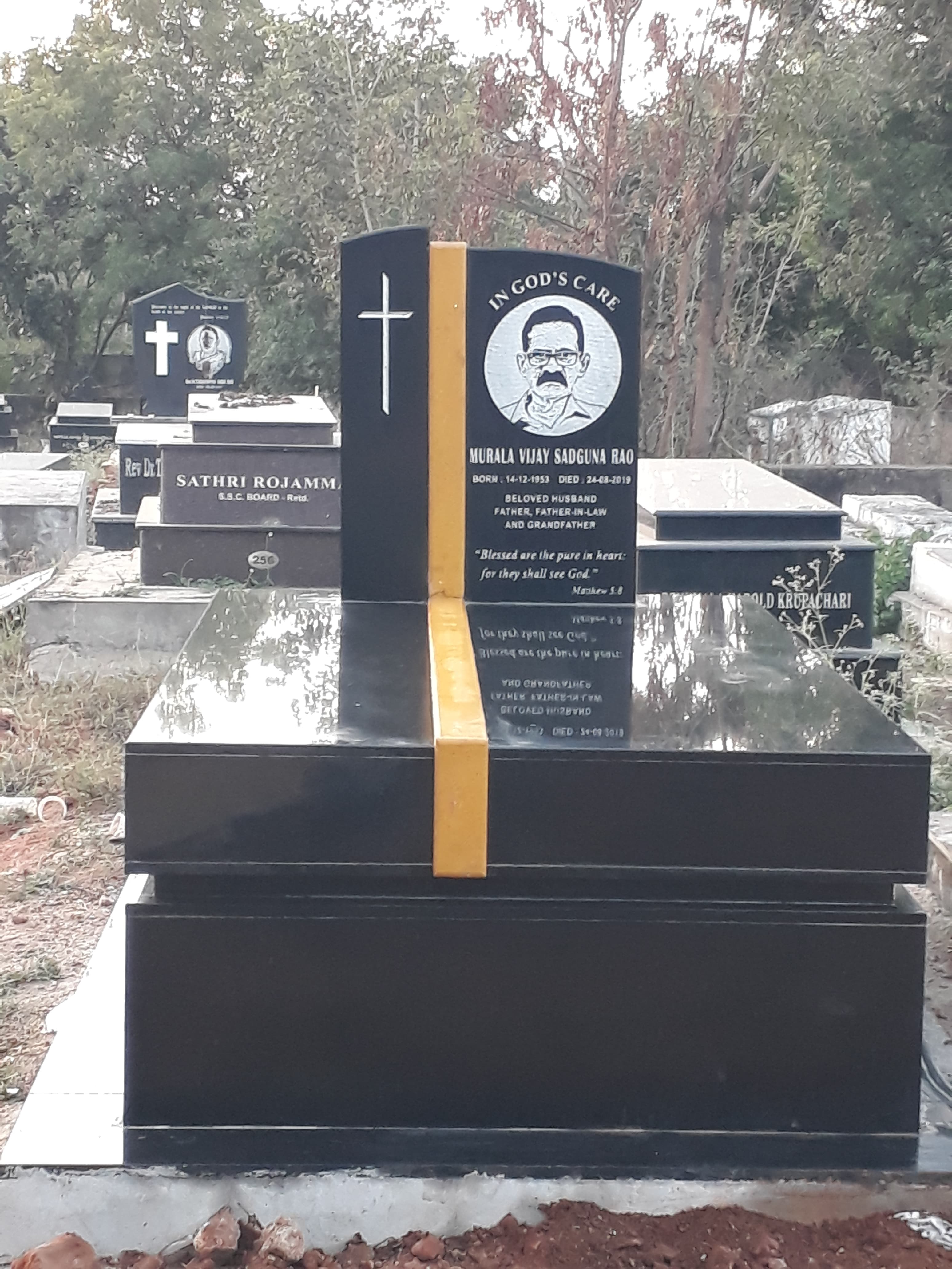 Full Black Granite Kerb Memorial with Ledger Bed #9720213328