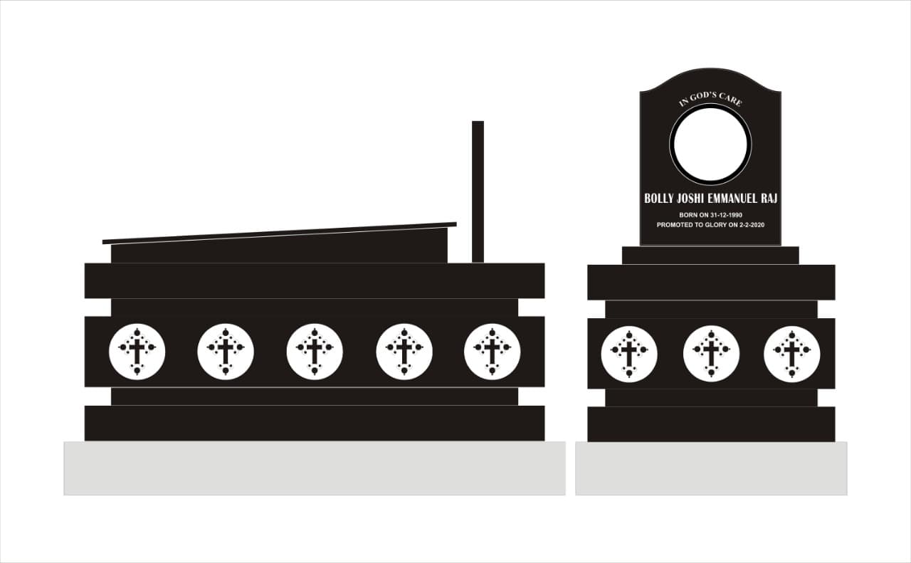 Full Black Granite Kerb Memorial with Ledger Bed #972021535