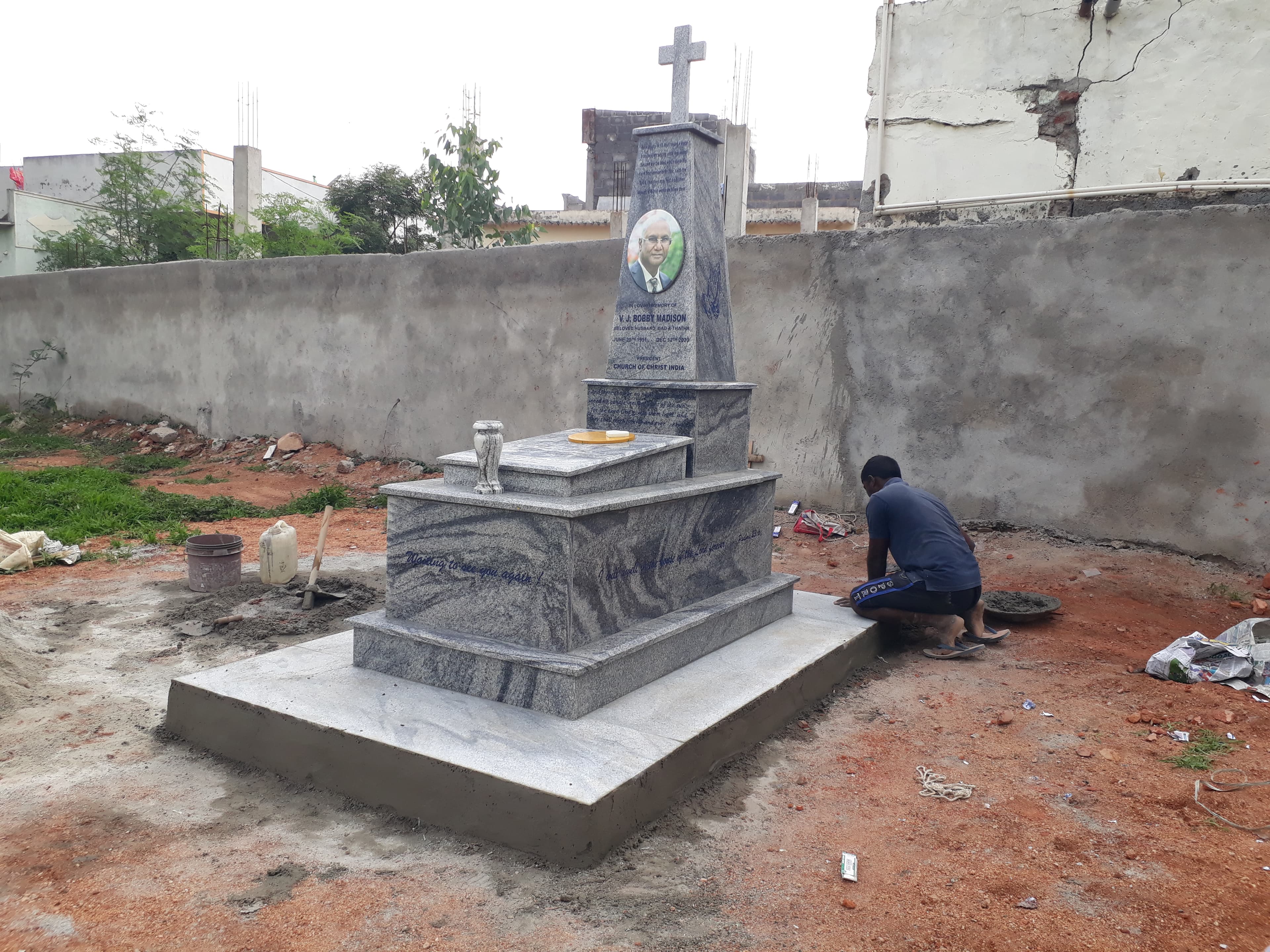 Full Black Granite Kerb Memorial with Ledger Bed #9720215678
