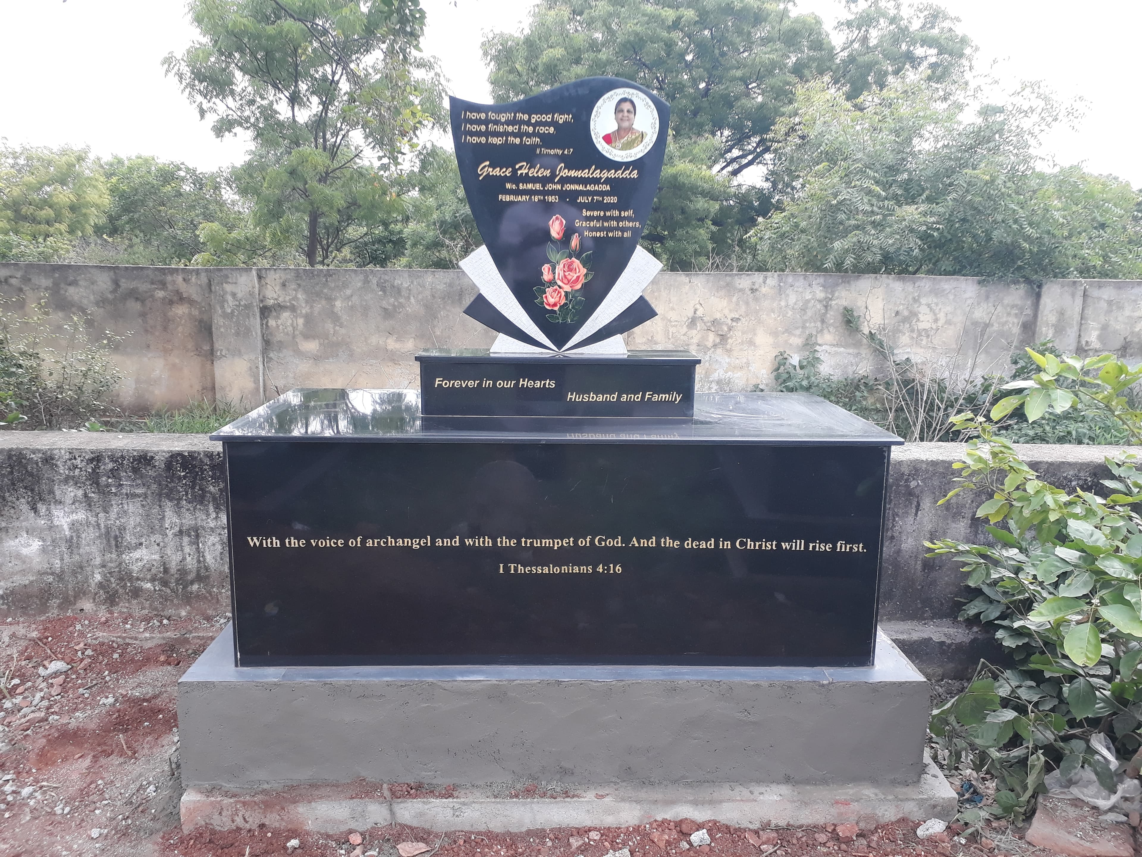 Full Black Granite Kerb Memorial with Ledger Bed #9720216701
